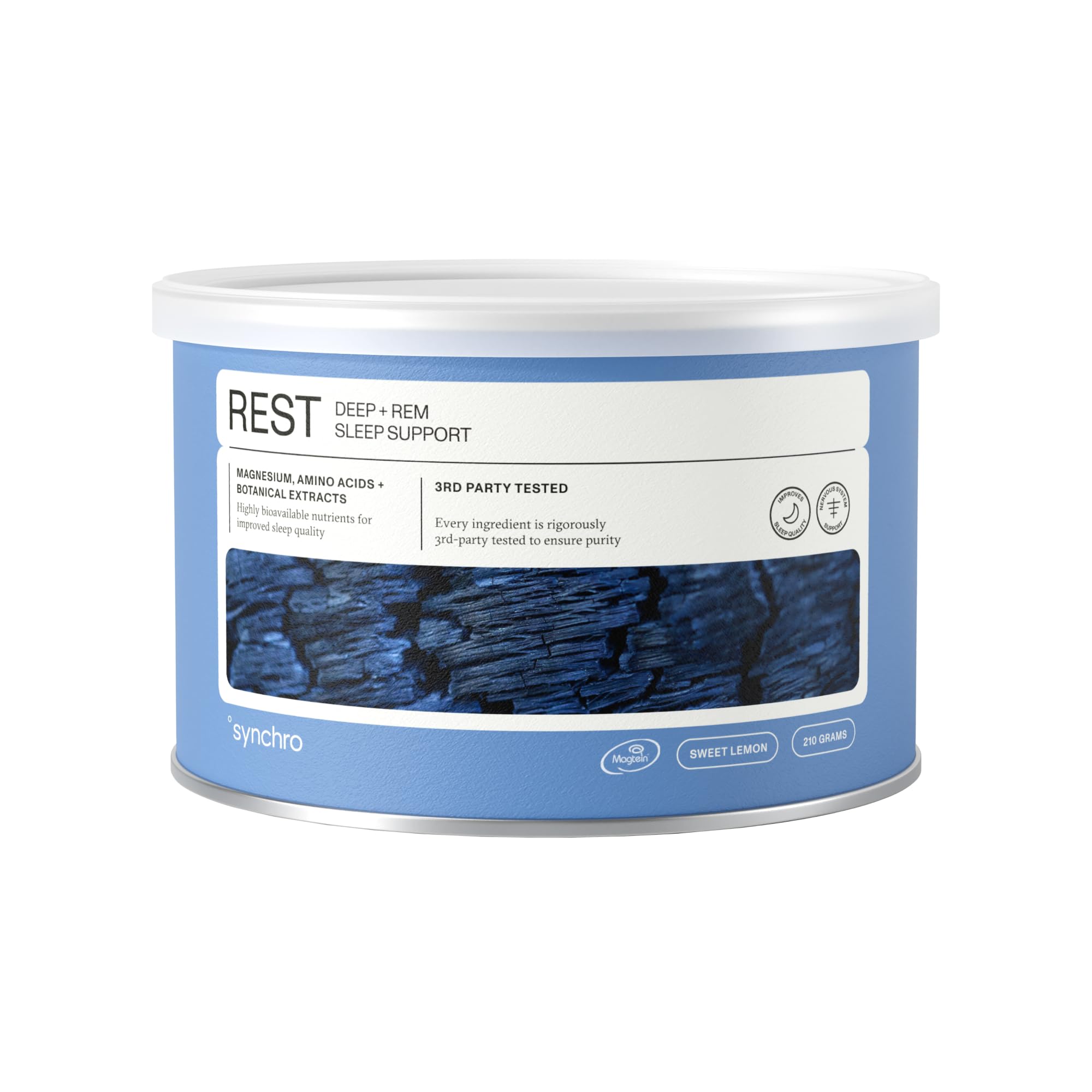 Synchro - Rest Sleep Supplements, Relaxing Sleep Aids for Adults, Powdered Magnesium Supplement for Deep Sleep Support, Nighttime Drink Sleep Supplement, Sweet Lemon Flavor, 210 Grams
