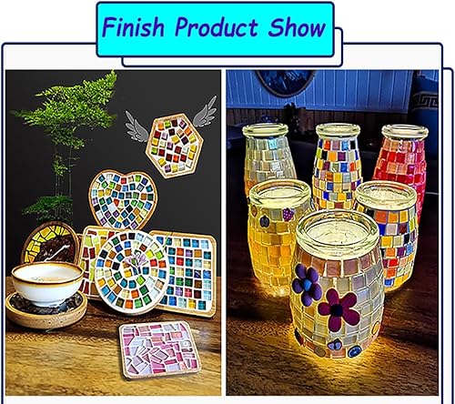 Miniatura 5 de 330 azulejos de mosaico de 10 onzas para manualidades, azulejos cuadrados de cristal de 0.4 x 0.4 pulgadas para decoración del hogar y regalos de