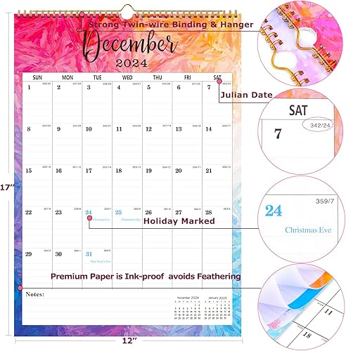 Miniatura 4 de Calendario de escritorio 2024-2025 de 12 x 17 pulgadas, enero de 2024 a junio de 2025, calendario de escritorio grande de 18 meses 2024-2025,