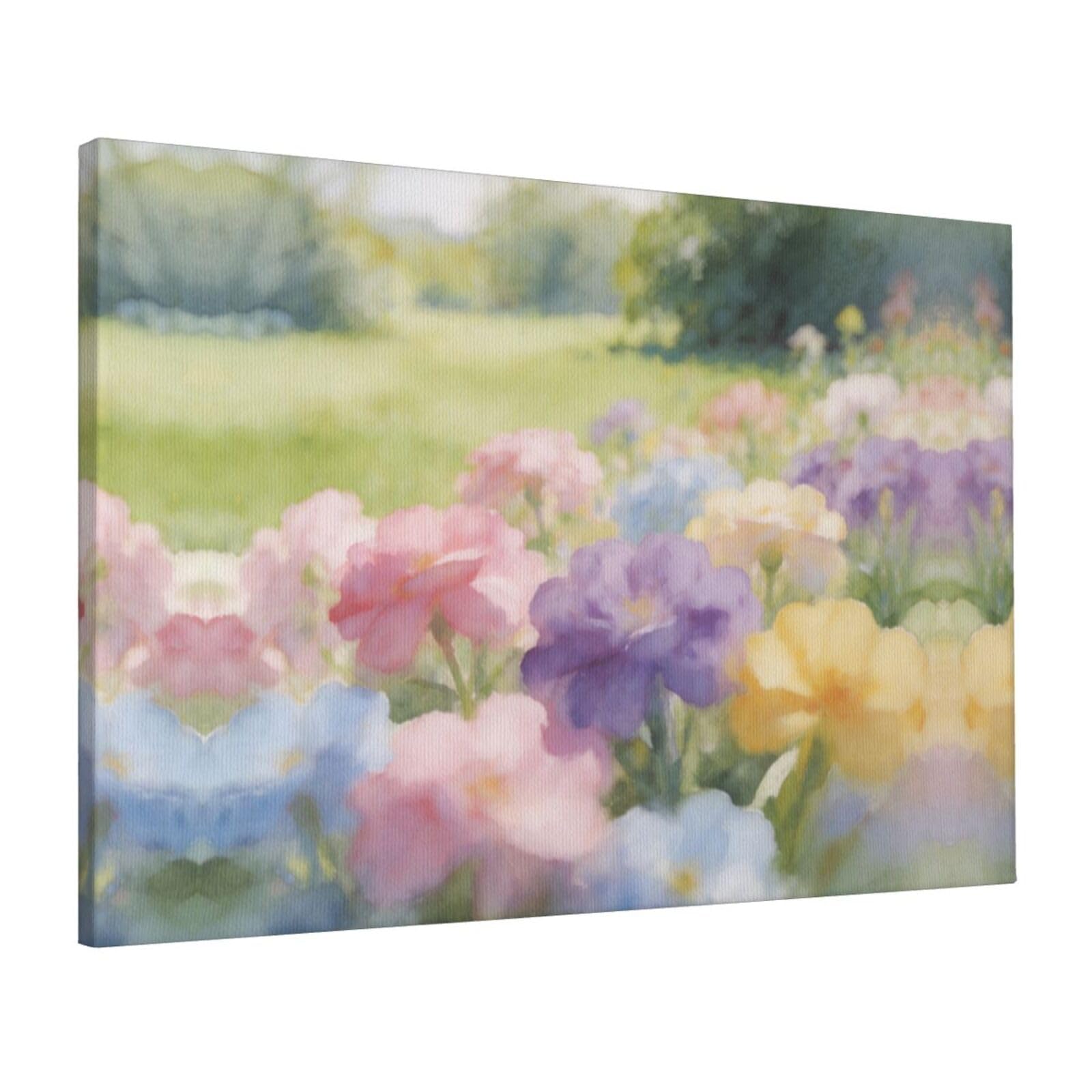 CNTDBU Garden Wash Canvas Wall Art 16x24 Inch-Large Modern Painting Print for Living Room, Framed Ready to Hang Artwork for Bedroom