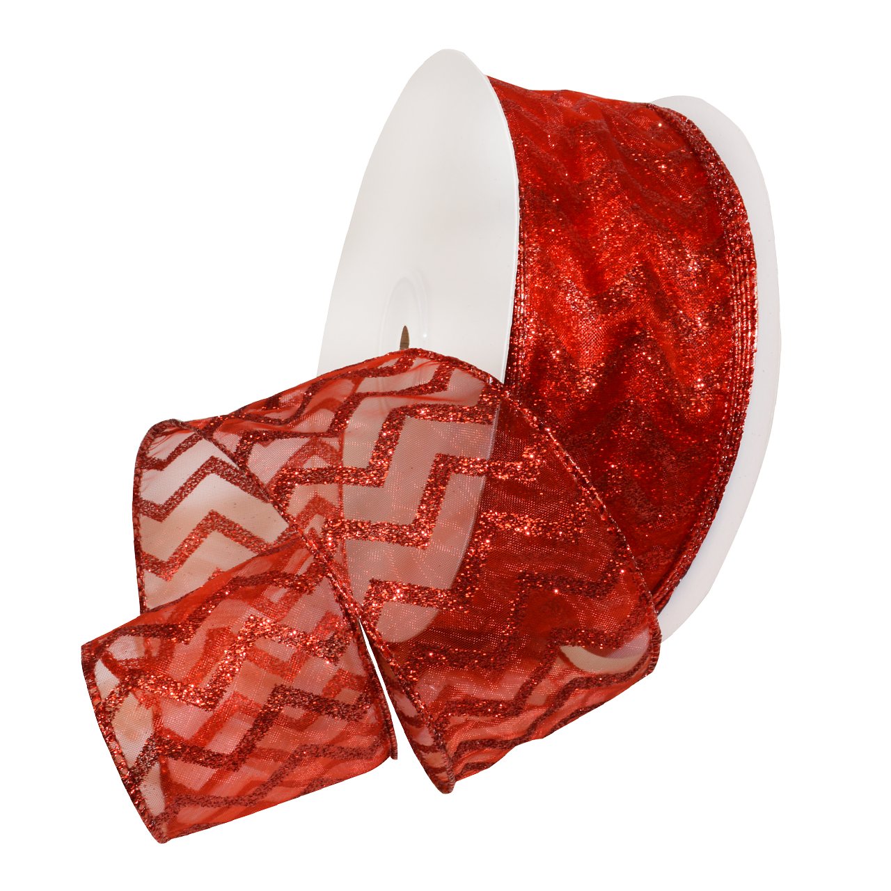 Ruban nylon rouge avec fil de fer 57mm bobine Morex Ribbon 7427.60