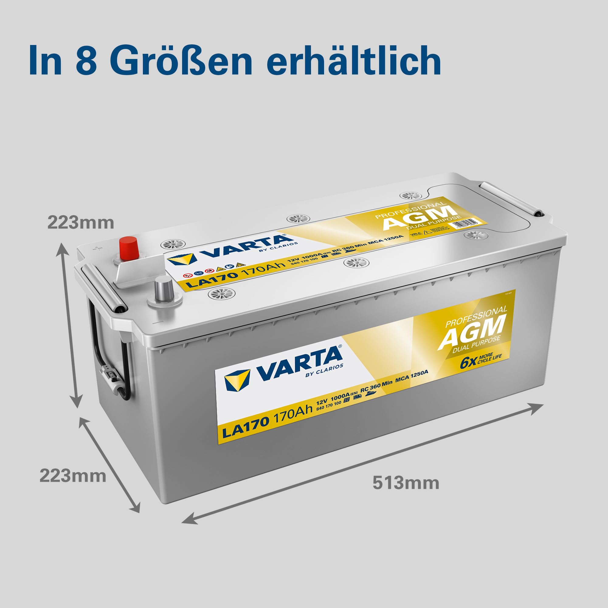 Batterie VARTA Professional AGM Dual Purpose LA60-12V 60Ah 680A - 840060068 - Pour camping-cars, caravanes et bateaux à forte demande énergétique.
