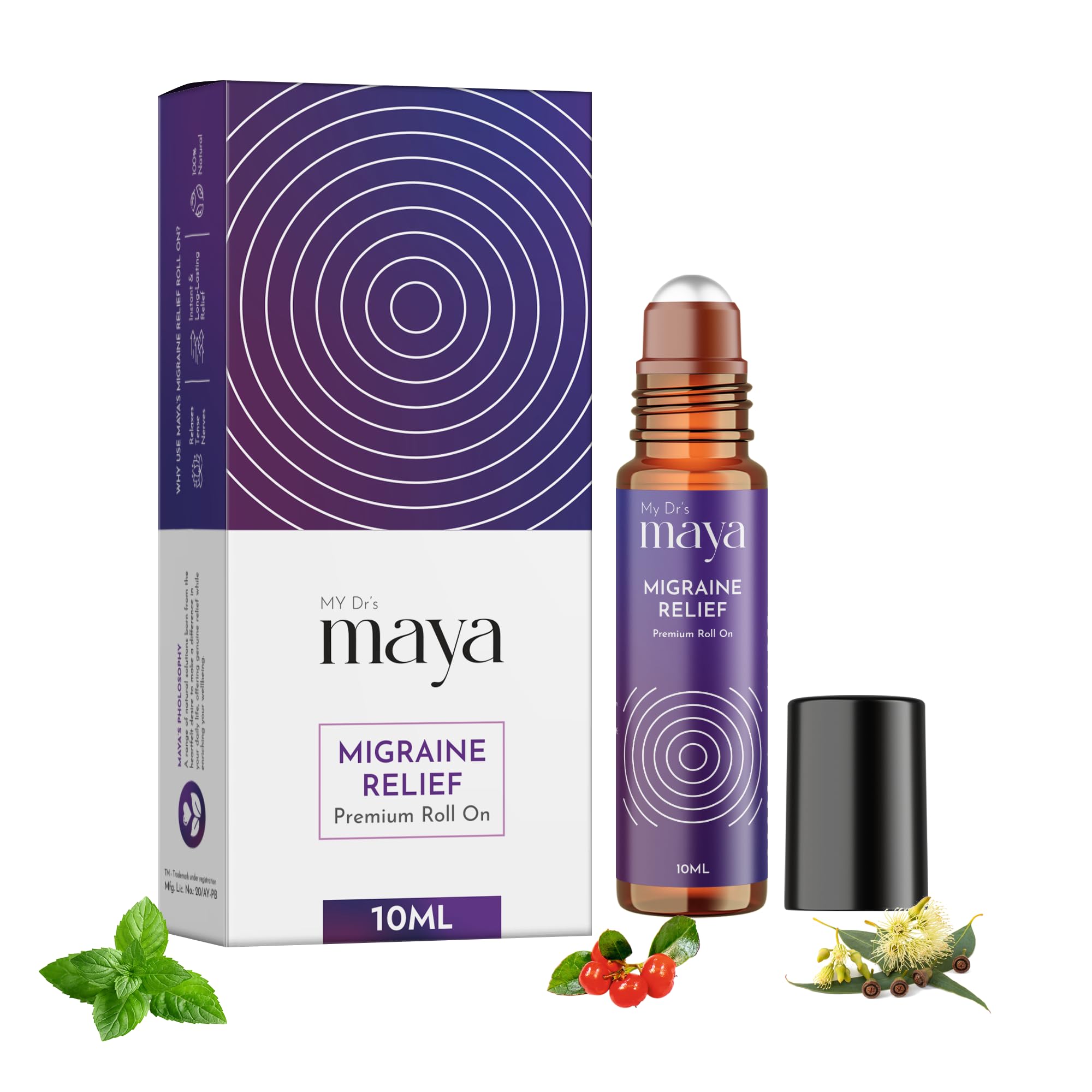 Maya Aromatherapy Migraine Relief Premium Roll On | 100% Pure Essential Oils | Reduces Migraine, Sinus, Eye Strain, Tiredness, Brain Fog, Insomnia, Cluster & Chronic Headaches | Soothes Nerves, Boosts Relaxation, Promotes Peace & Wellbeing | Ayurvedic, Natural & Therapeutic | Easy to Use & Carry | Suitable for Daily Use | 10ml-image-43
