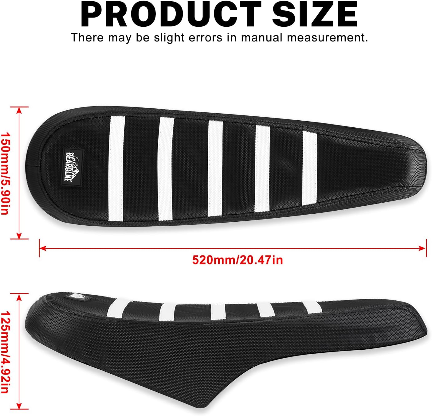 Ebike Seat Cover Upgraded for Ridstar Q20/Q20 pro EBikes Waterproof Non-Slip Seat Cover with Elastic Strap Seat Covers for Electric Dirt Bike (Black with White Ribs)