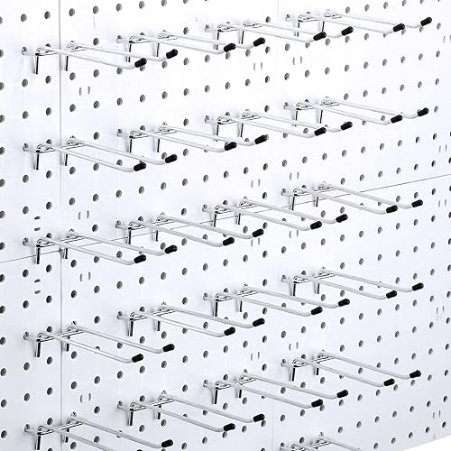 24 piezas de clavijas de doble brazo recto gancho organizador de pared de almacenamiento de garaje ganchos tablero clavija ganchos herramienta