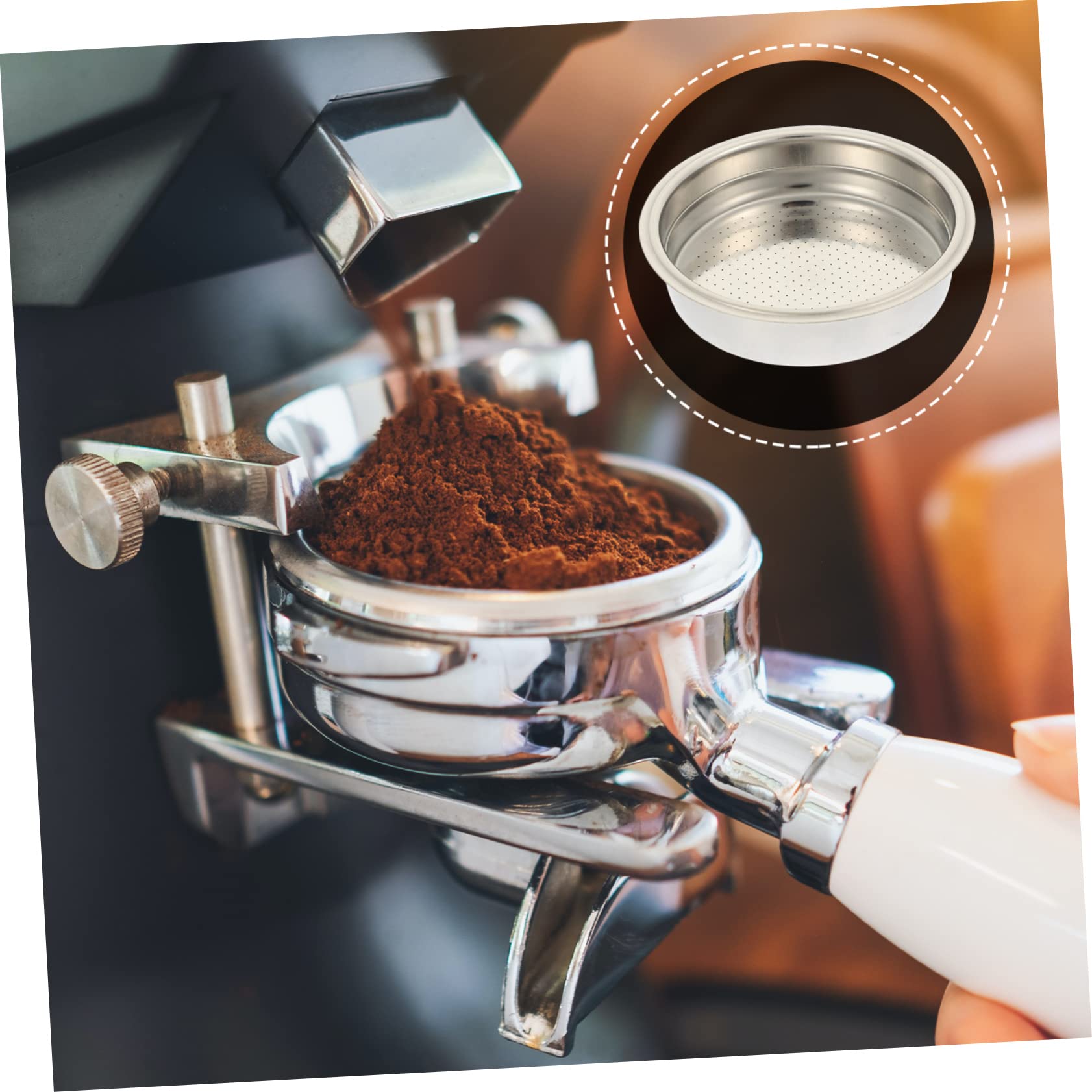 Housoutil 5 Filtros Para Cafetera Colador De Café Molido Cesta De Filtro De Acero Inoxidable Taza De Malla Fina Para Cafetera Espresso.