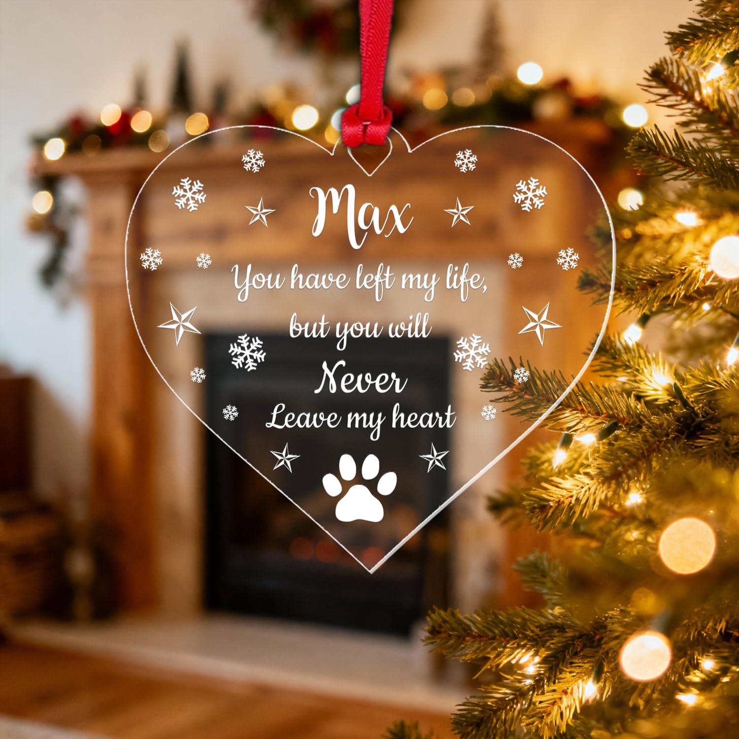 Personalised Pet Memory Christmas Bauble Dog Cat Memorial Paw Xmas Hanging Gift