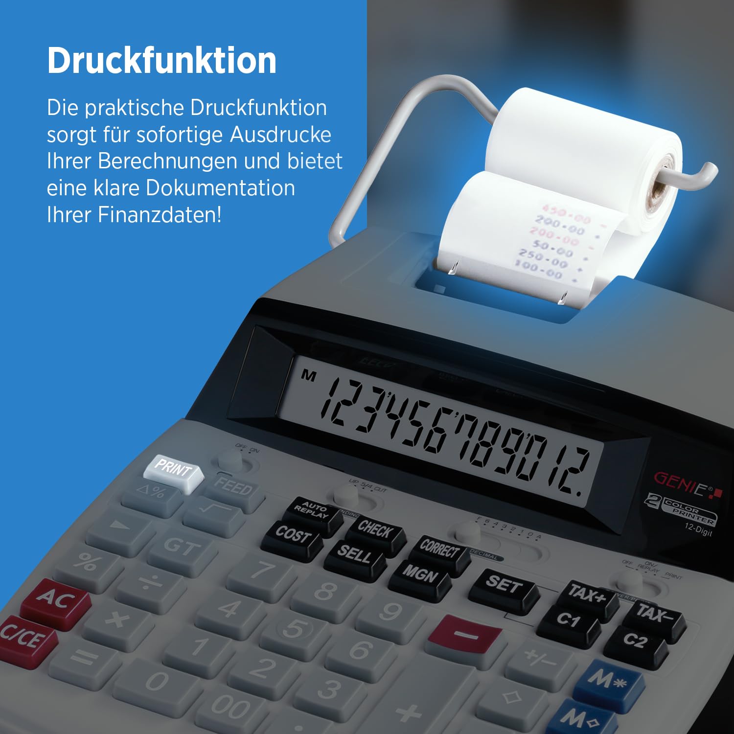 Genie D69 Plus - Calculadora impresora, blanco