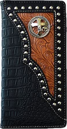 Western Genuine Leather Praying Cowboy Tooled Laser Cut Men's Long Bifold Wallet In 10 Colors - Foto 9