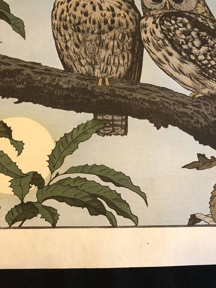 Amazon.co.jp: 真作保証吉田遠志 ふくろう 1970年 手刷り木版画