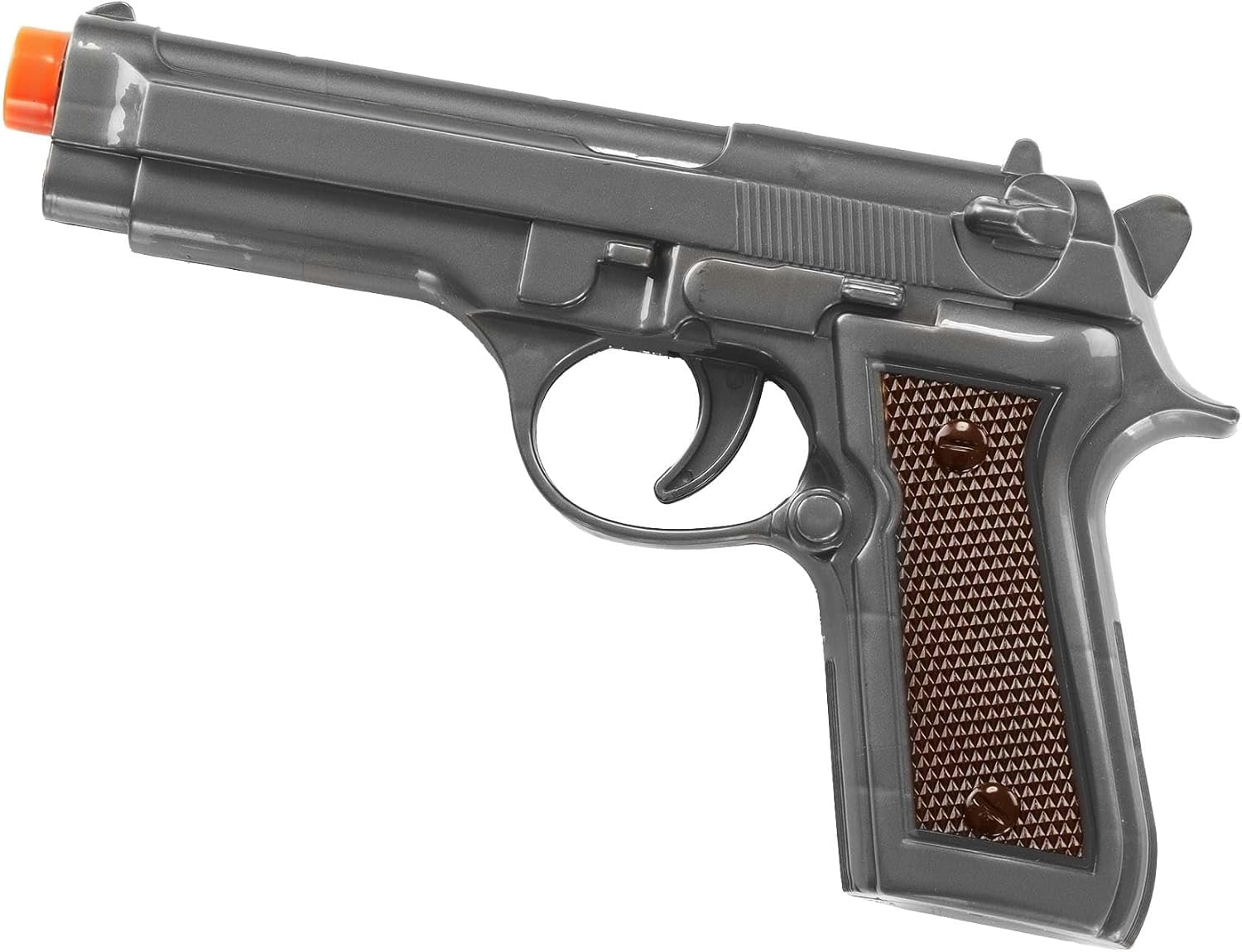 Silver Toy Gun Costume Accessory with Molded Details & Orange Safety Tip for Halloween Outfit Accessories & Play Standard