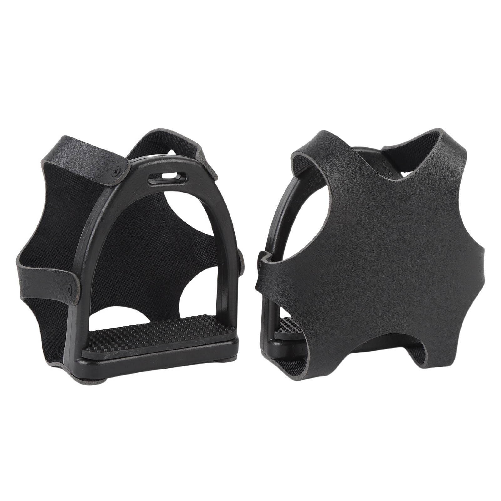 2 Pcs Non Slip Equestrian Stirrups with Safety Net Cover & Rubber Foot Pad - Reinforced Resin Design for Horseback Riding, Stable Training