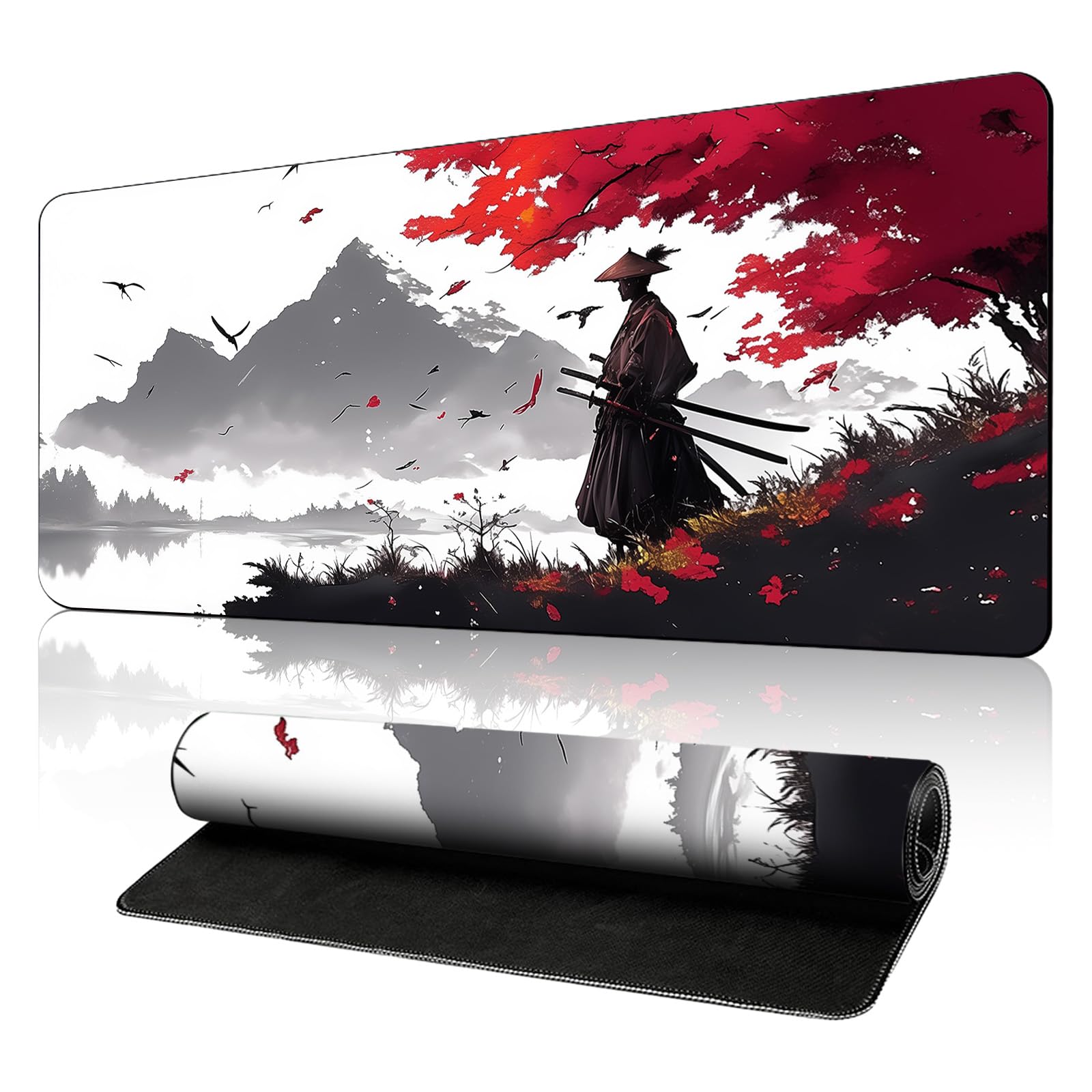 Tapis de Souris de Jeu Japonais XXL 800x300x3mm, Tapis de Bureau Antidérapant et Imperméable à Bords Cousus pour Gamer, PC et Ordinateur Portable (Jeu2)