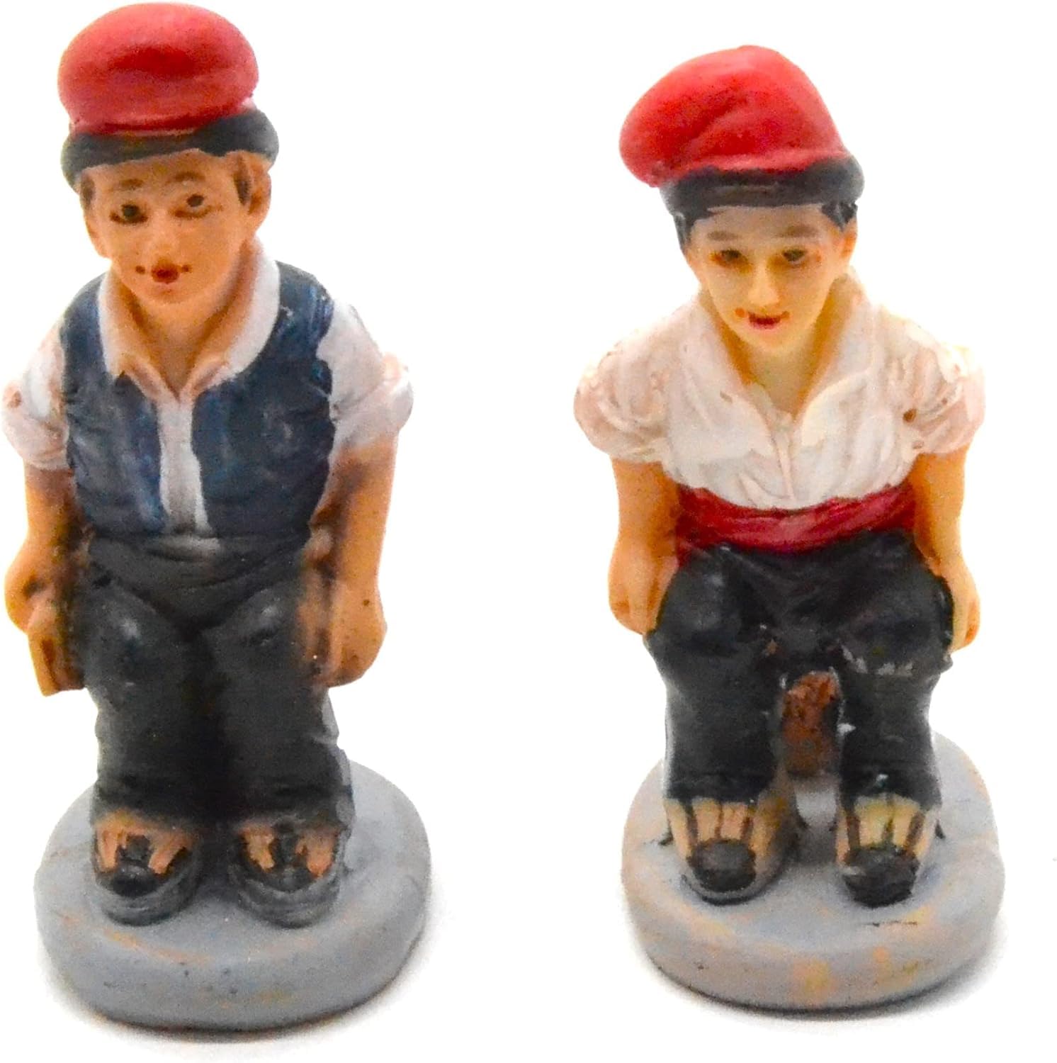 WONDERFUL 2 x Statuette Catalane di Betlemme, 6,5 cm, Set di 2 Pastori Tradizionali, Statuette Decorative. l'Uomo Che Fa Caca. statuetta che caga. Scena di Natività. 3 Re.