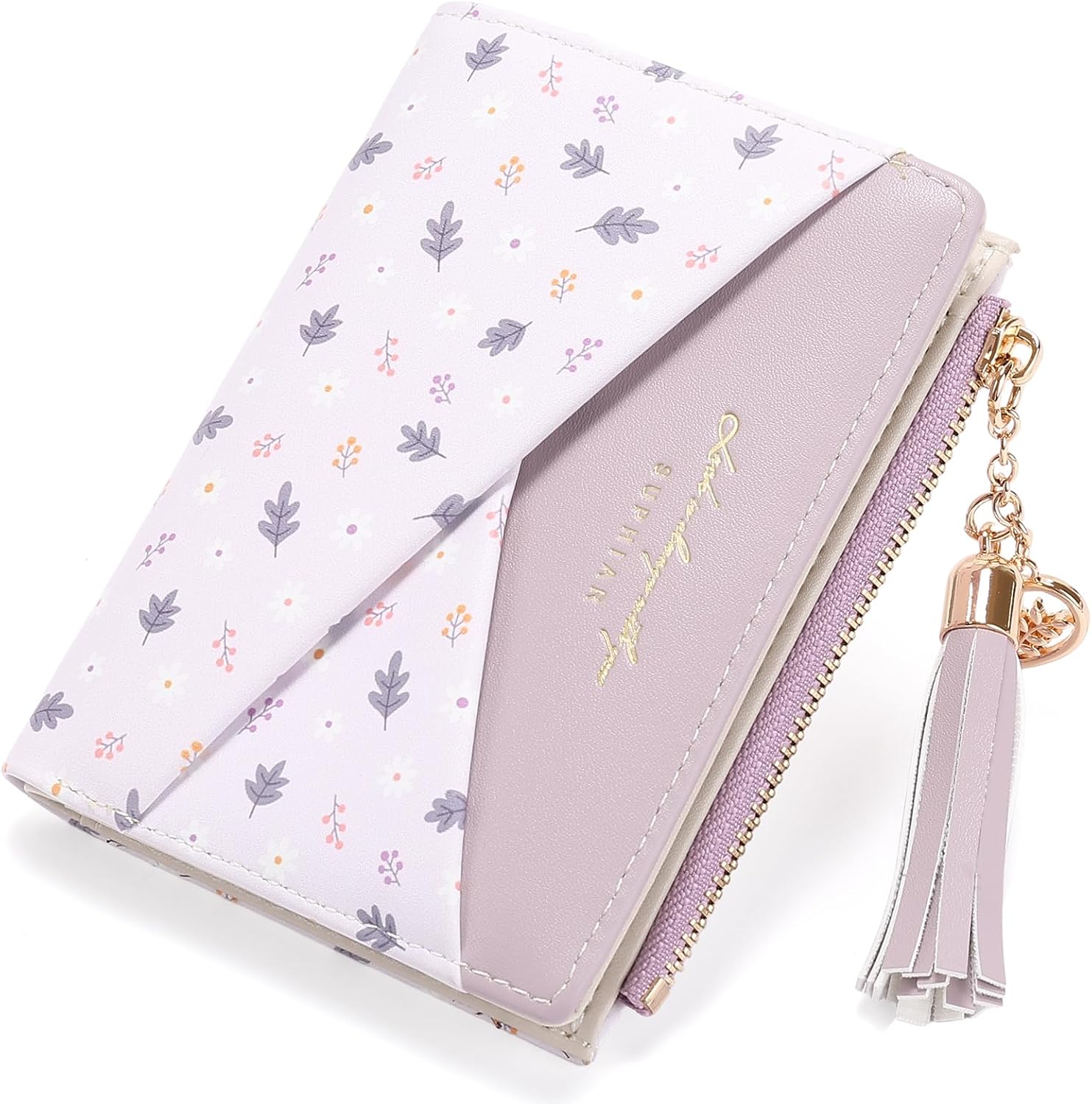 GAEKEAO Small Womens Wallet RFID Blocking Bifold Card Holder Tassel Vegan Leather Wallets Cute Pattern with Zipper Pocket