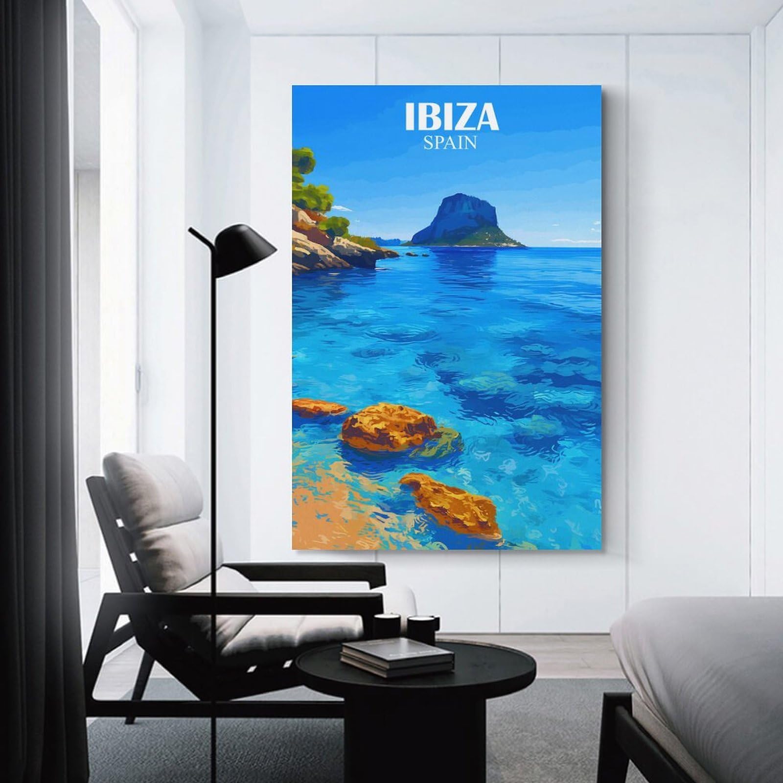 Junmoney Wall Picture Print Ibiza Spain, 20x30inch(50x75cm), for Living Room, Bedroom Or Home Office, Thoughtful Wall Decor for Art Lovers
