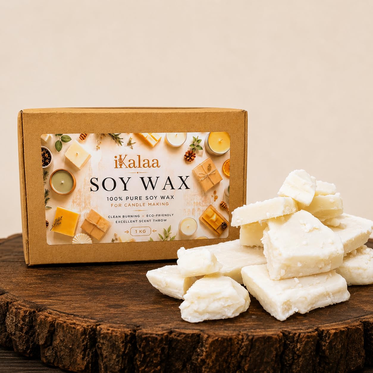 iKalaa® Soy Wax (100% Pure) for Candle Making 1KG | Natural Soy Wax | Pure Candle Making Wax | Eco-Friendly Clean Burn Wax, Candle Wax for DIY Scented, Container Candles & Homemade Candle Projects | Best for jar candle