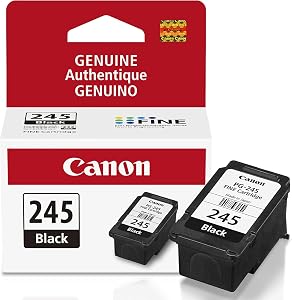 Canon Genuine Ink Cartridges PG-245 Black (1 Count), Canon Printer Ink for PIXMA TR4520 / TS3120 / TS3220 Series Printers – Original Canon Ink for Crisp, Sharp Text
