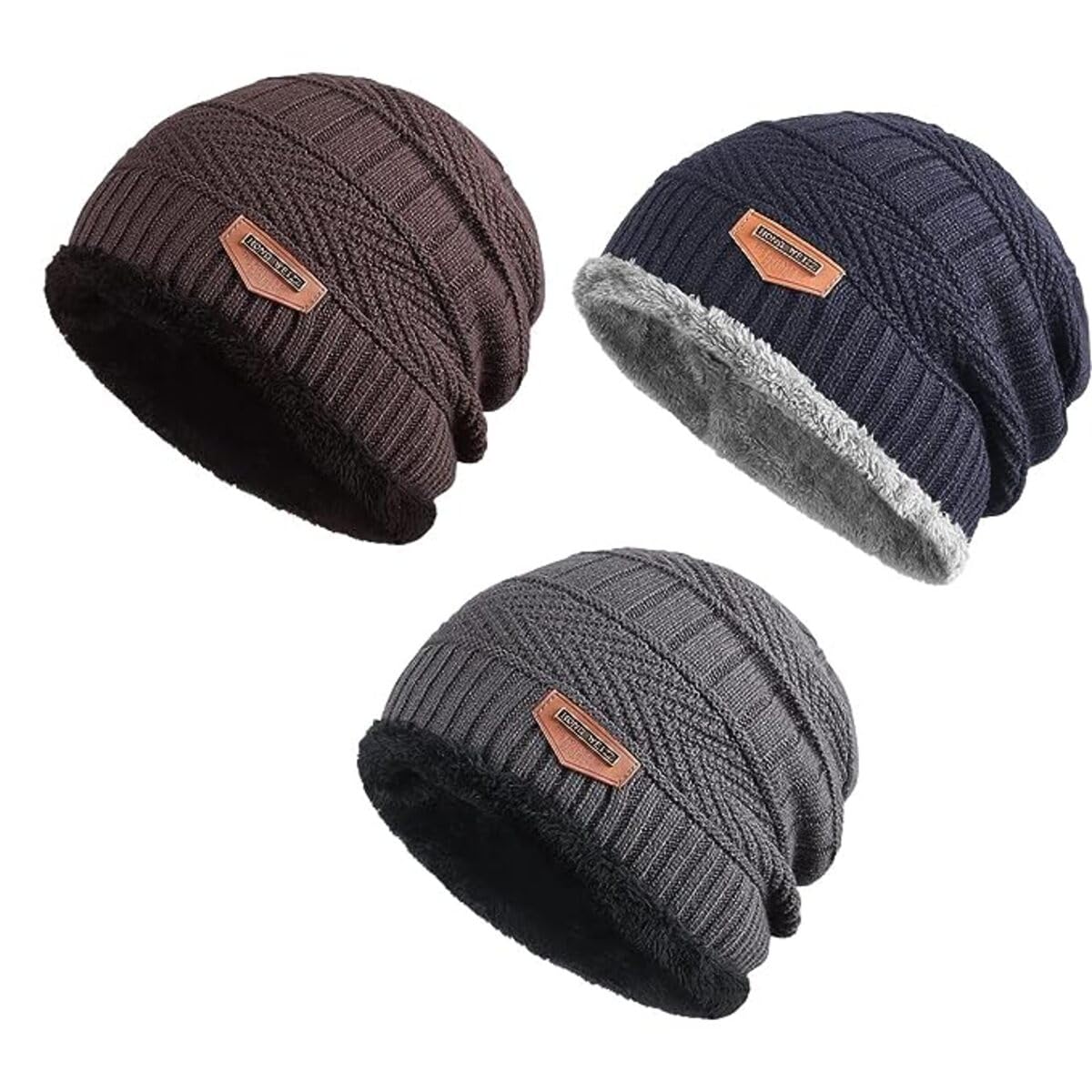 F Y V Unisex Wram Winter Woolen Skull Soft Beanie Caps | Stylish Winter Wear Wool Beanie Hat/Topa for Men's & Women's (Pack of 3) (Free Size) Multicolour-picture-10
