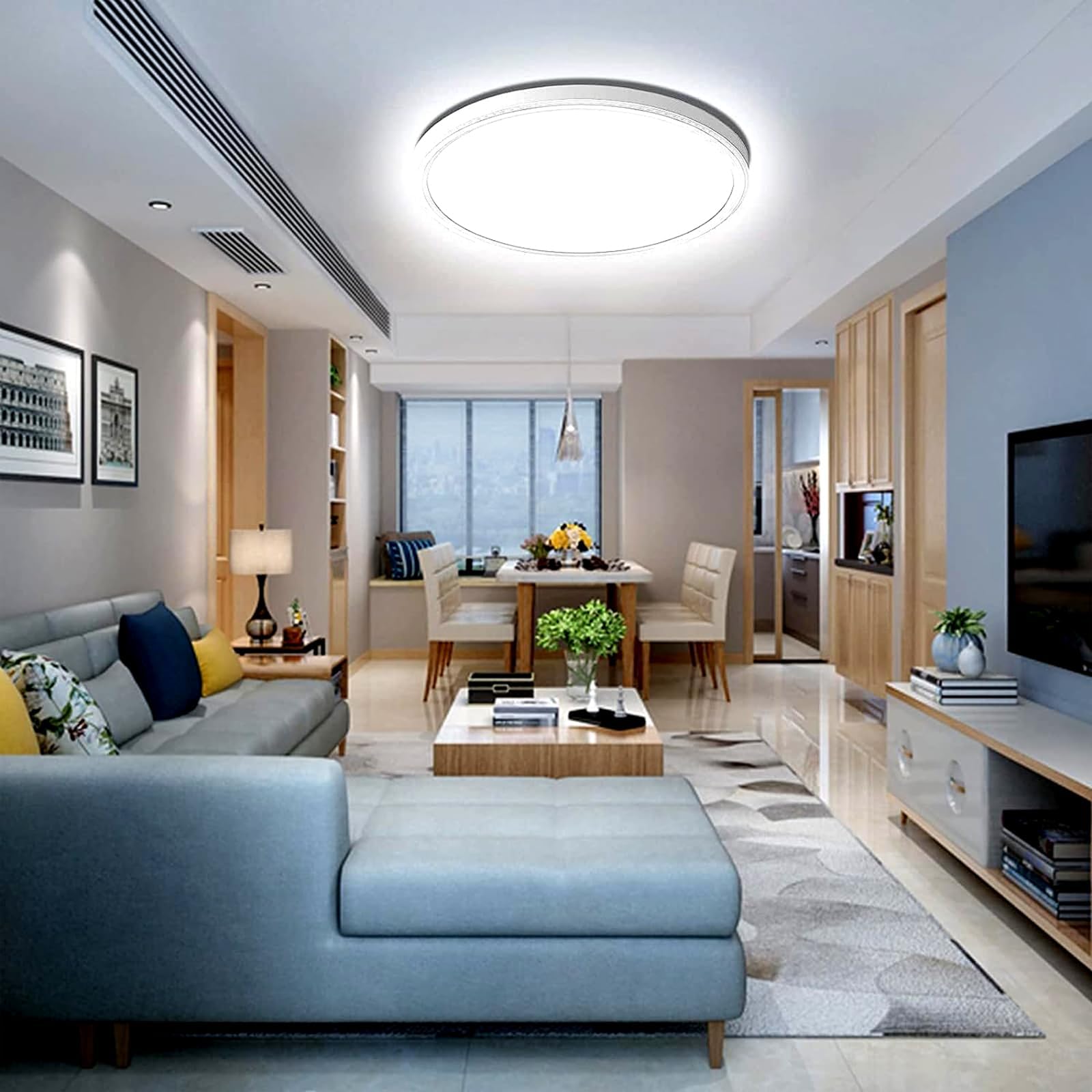 bestyks - Plafon LED Techo 18W, Lámpara Techo para Baño IP54, 3.000 lúmenes, Color Luz Fría (4000K) para Baño, Cocina, Balcón