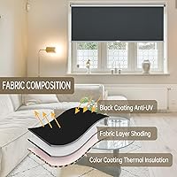 Vista 5 de Changshade Persianas Enrollables 100% Opacas para Ventanas, Oscurecimiento de Habitación con Aislamiento Térmico, Persianas de Ventana Desplegables