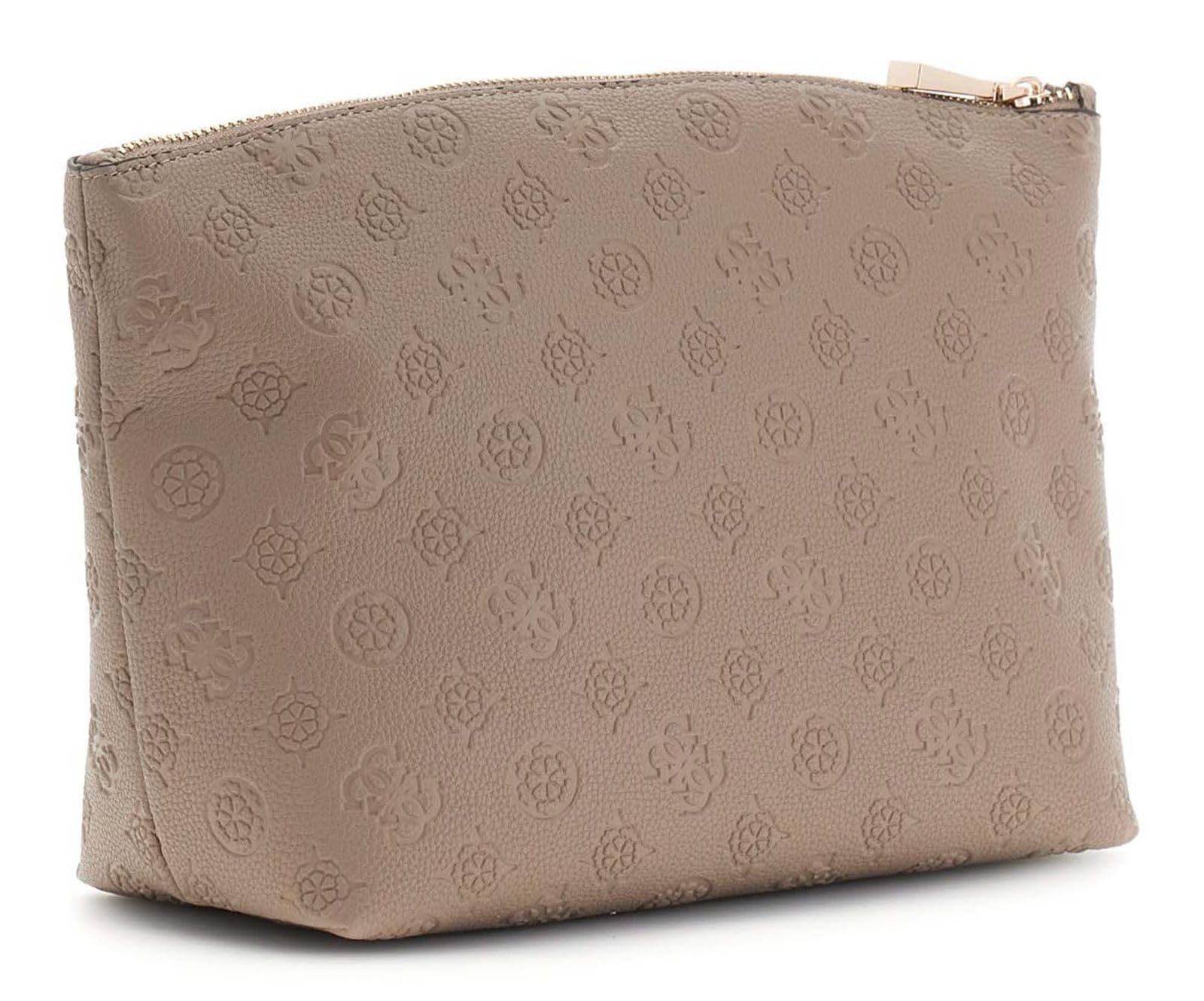 GUESS Kosmetiktasche Wilder Top Zip Cosmetic Bag Taupe Logo beige