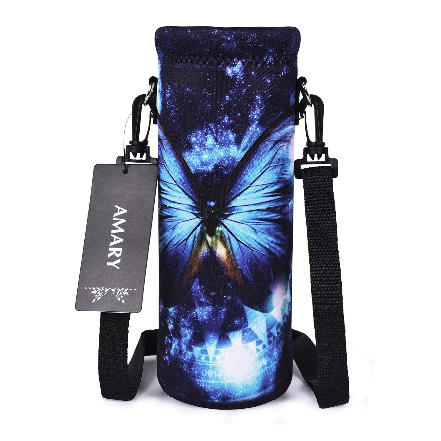 AMARY 500ML Neoprene Water Bottle Carrier Bag with Adjustable Shoulder Strap,Insulated Water Bottle Cover for Stainless Steel/Glass/Plastic Bottles