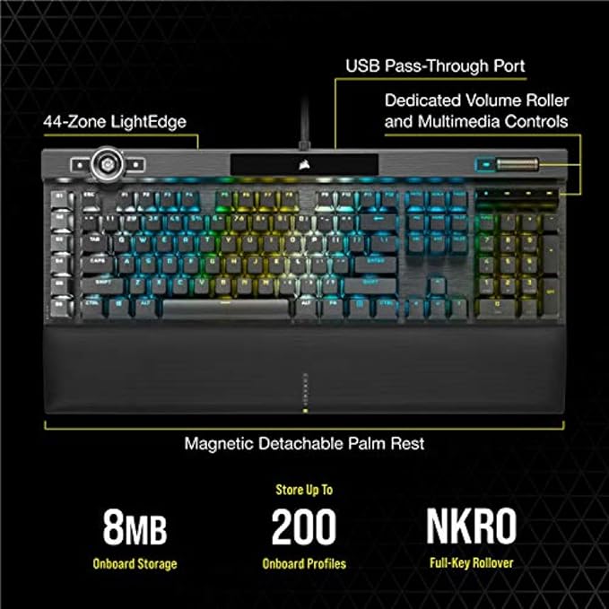 Teclado Gamer Corsair K100 RGB Mecánico Cherry MX Speed Silver miniatura 10