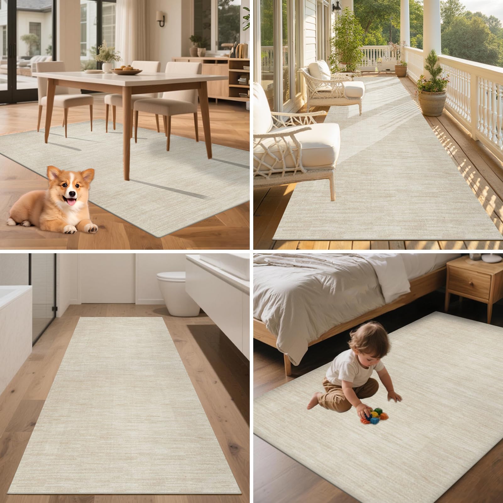 Tappeto Runner per Corridoio Tappeto Cucina Passatoia Antiscivolo Lavabile 60 x 200 cm Tappeto Corridoio Tappeti Runner Passatoia Tappetino per Soggiorno Entrata Ingresso Beige