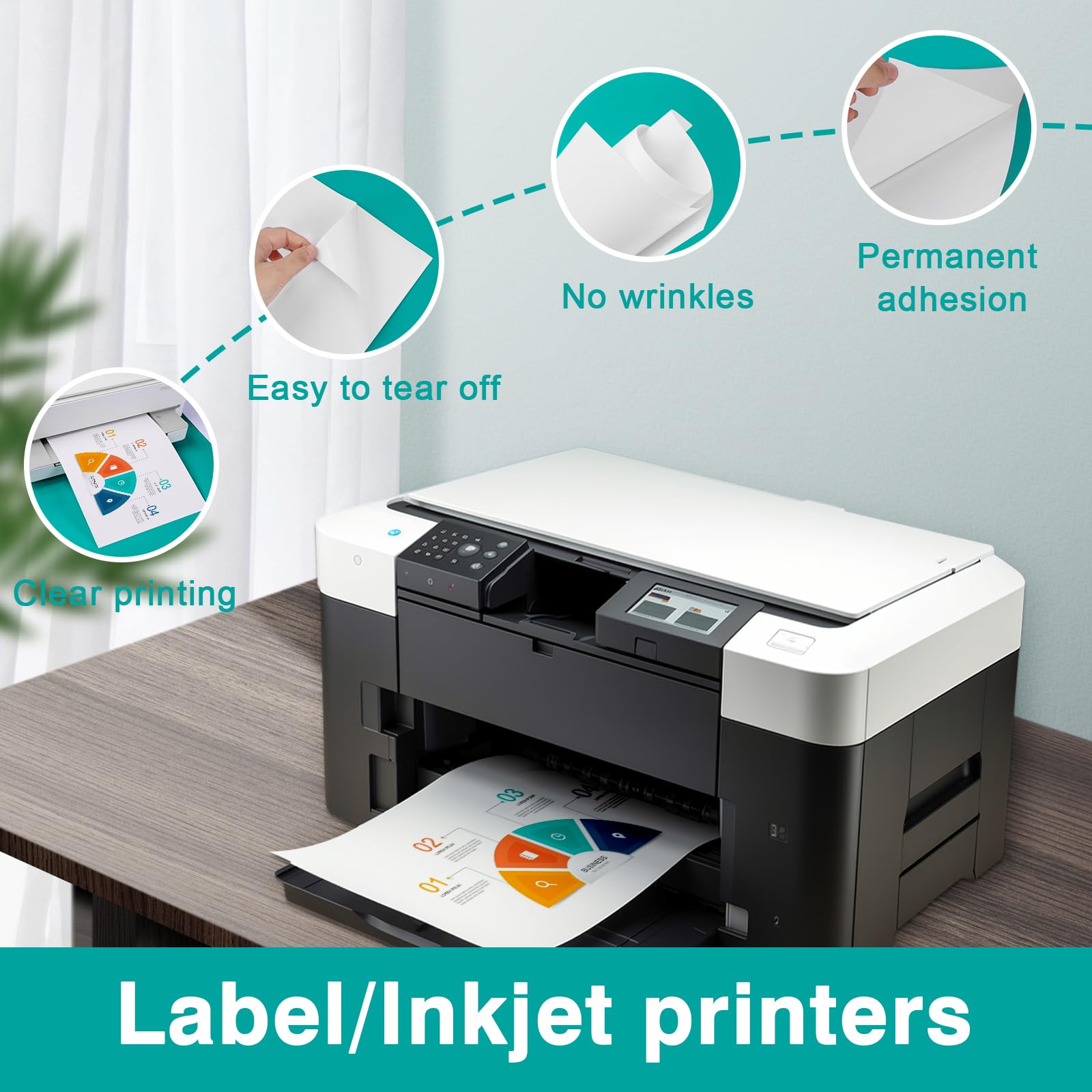 8.5x11 Inch Premium Address Labels 250 Sheets for Inkjet/Laser