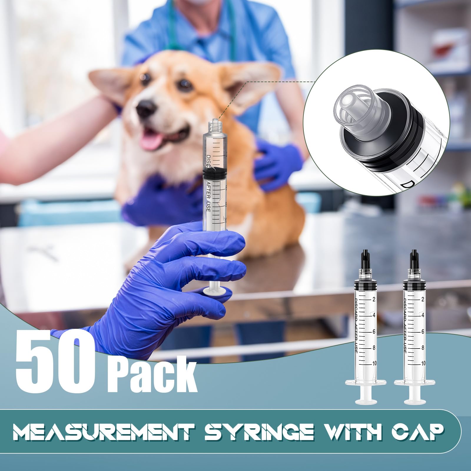 TrelaCo 50 Pack Syringe Without Needle Disposable Plastic Syringes with Cap Measuring Dispensing Tools Individually Sealed for Pets Feeding(10 ml) — Amazon image 3