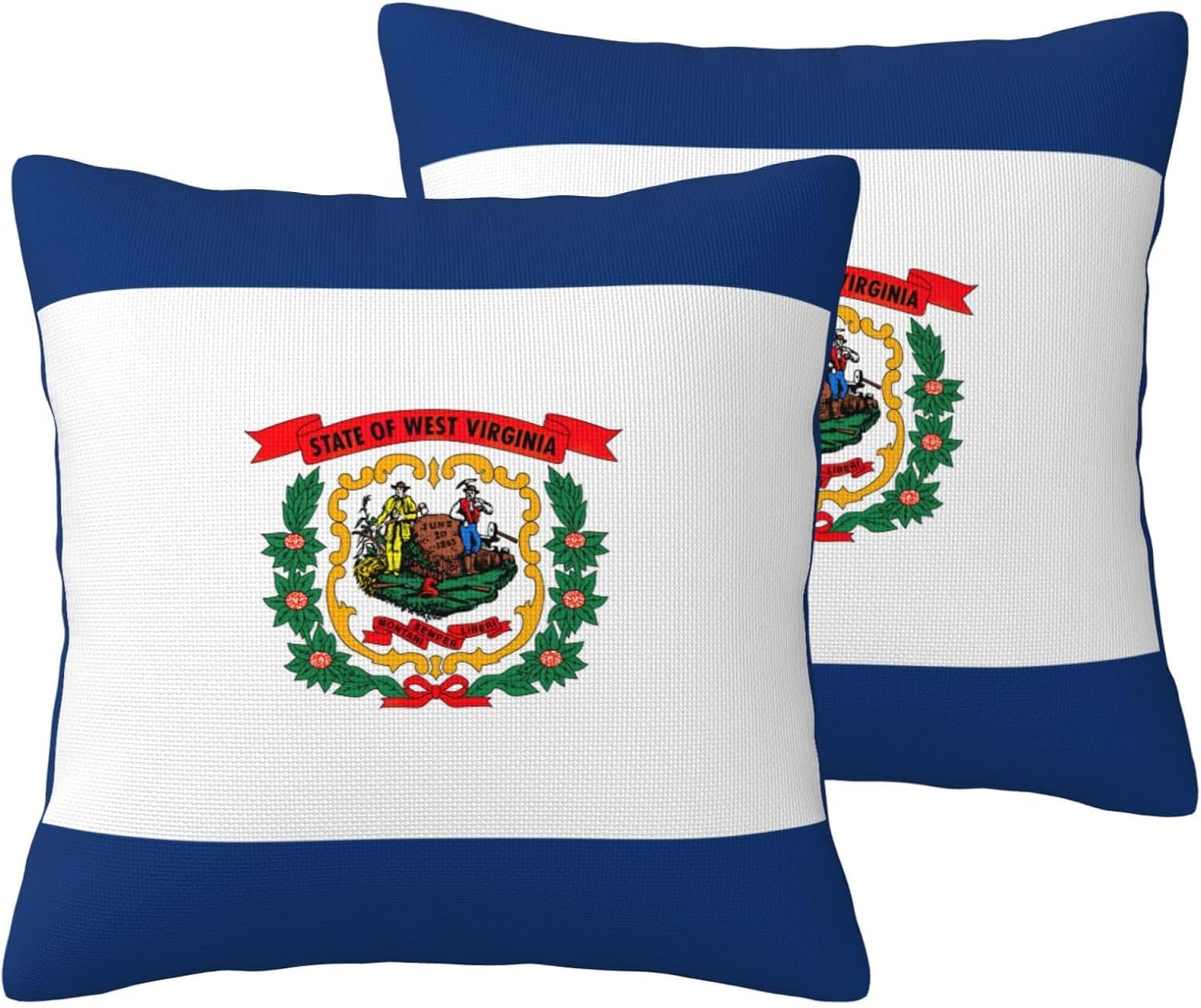 West Virginia State Flag Imitation Linen Pillowcase -2 Sets, Fashionable Home Decoration, Used for Sofas, Gardens, beds