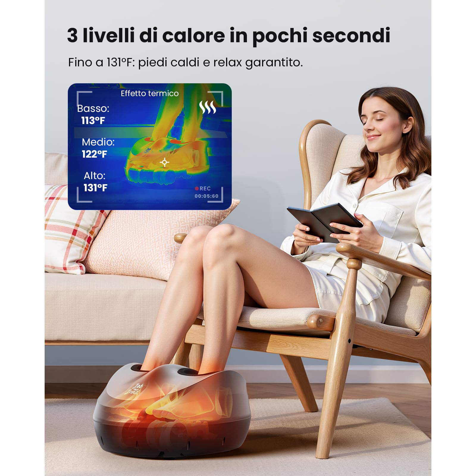 Bob and Brad Massaggiatore Piedi, Massaggiatore Piedi Elettrico con Calore, Rolling e Compressione d'Aria, Massaggiatore Plantare Shiatsu per Fascite Plantare, Muscoli Stanchi, Regali per Uomini Donne
