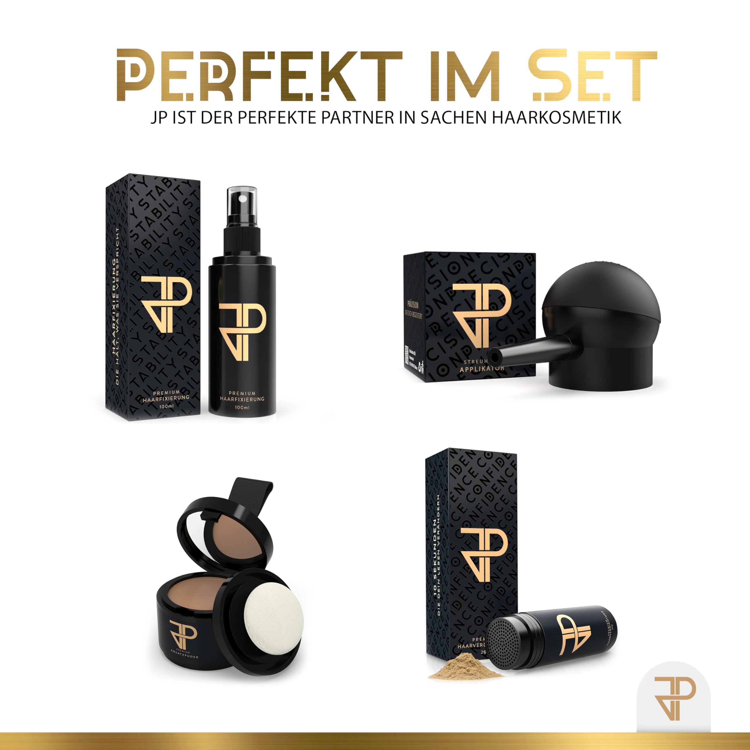 JP Confidence - Premium Streuhaar zur Haarverdichtung - Friseurqualität - 100% natürlich - Authentischer Look - für Männer & Frauen - Braun
