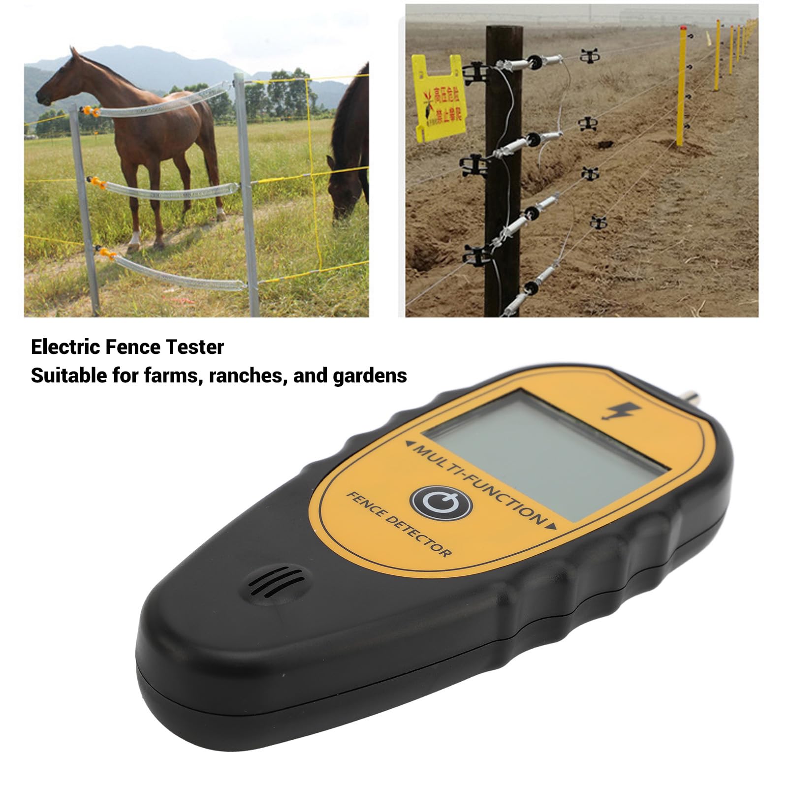 Probador de voltaje de cerca eléctrica de 15 KV, buscador de fallas portátil con pantalla digital, detector de cerca de amplio rango para jardín de rancho agrícola, material ABS y