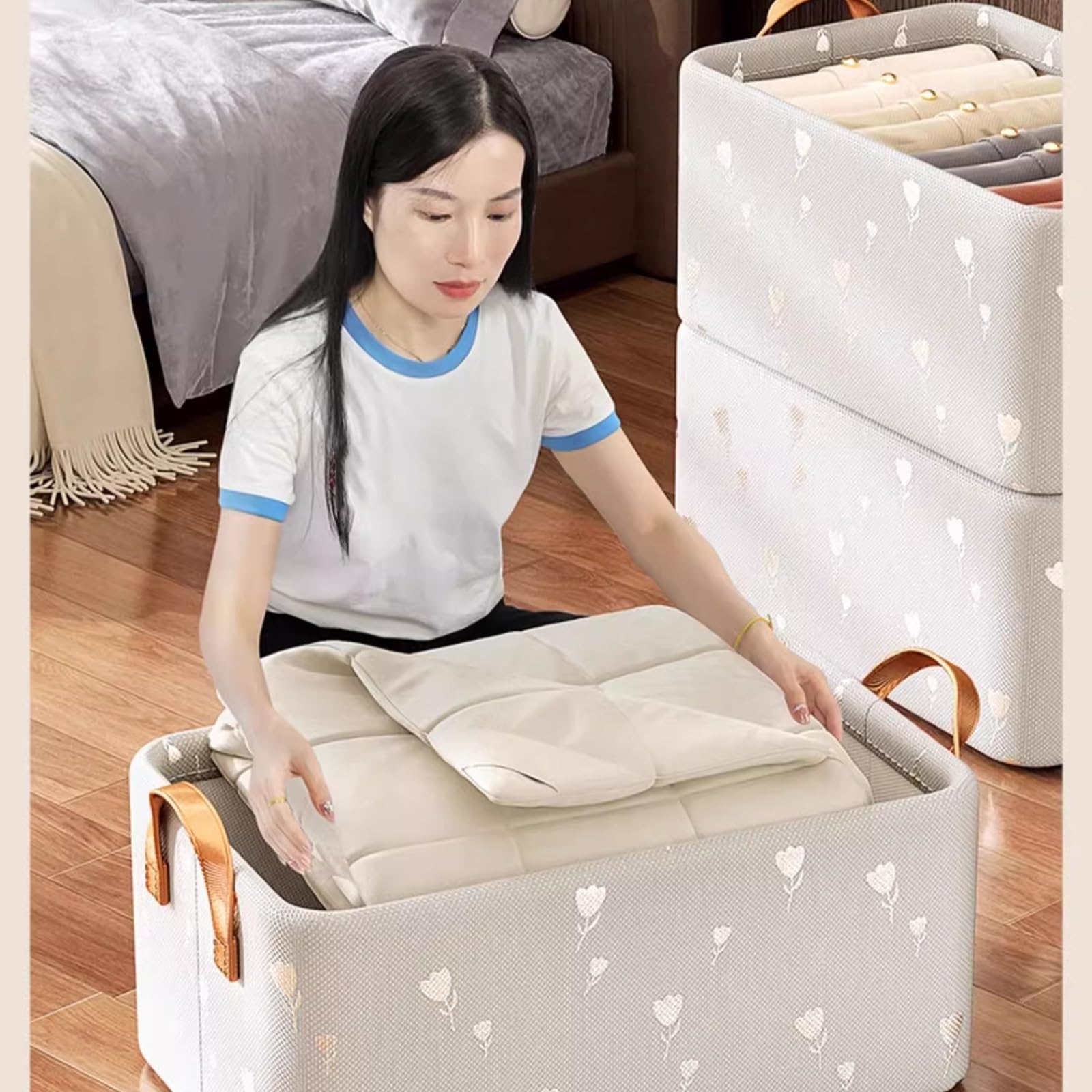 Organizador de cajones para Ropa Interior, Caja de Almacenamiento de Calcetines, Separador de Sujetadores, Armario y Ropa con estantes de Soporte para Vaqueros, Camisetas y Pantalones.