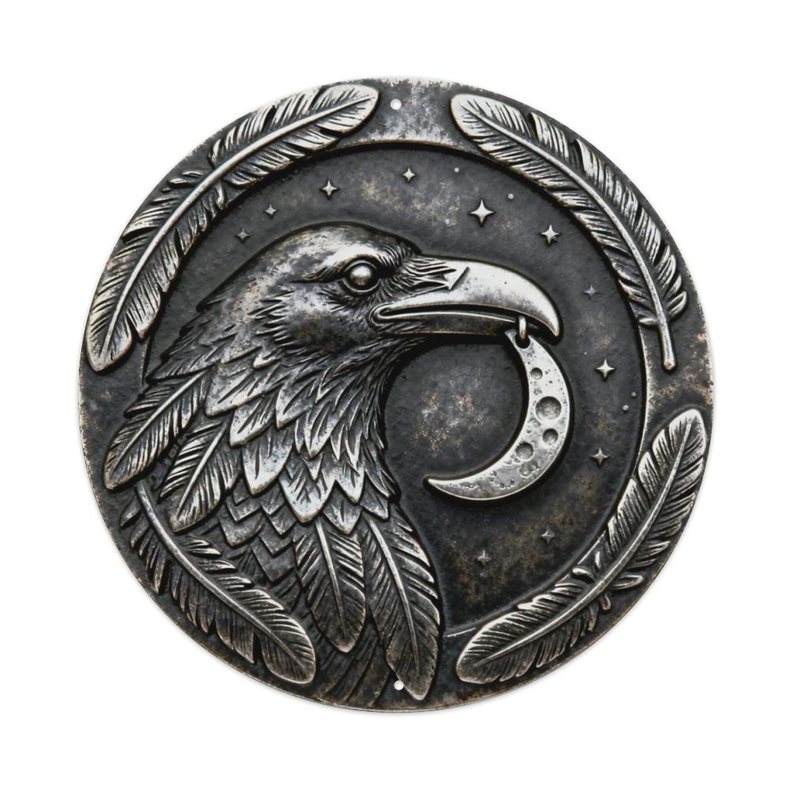 Native Raven Carry Moon Totem Metal Tin Sign Plaque