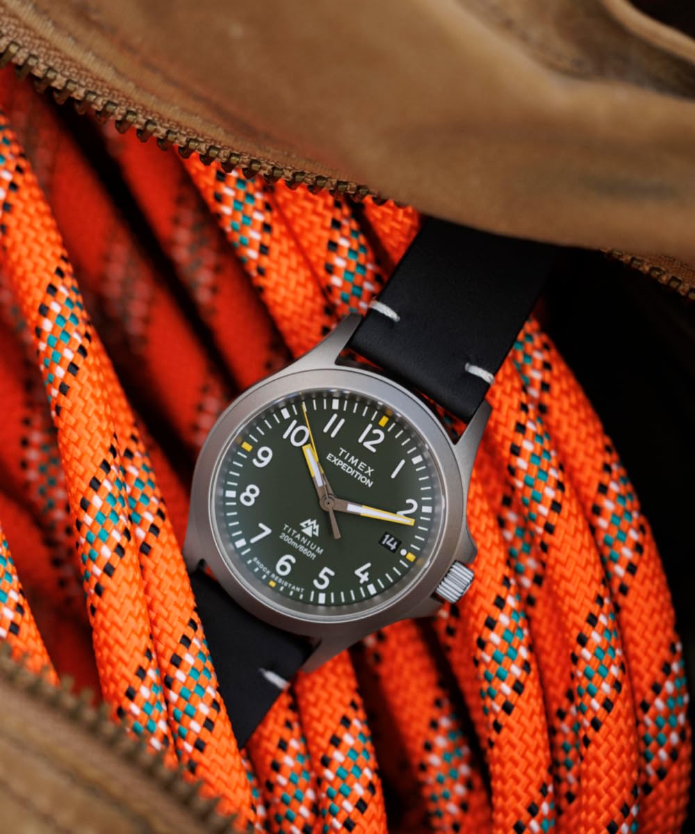Timex Men's Expedition Titanium 38mm Leather Strap Watch