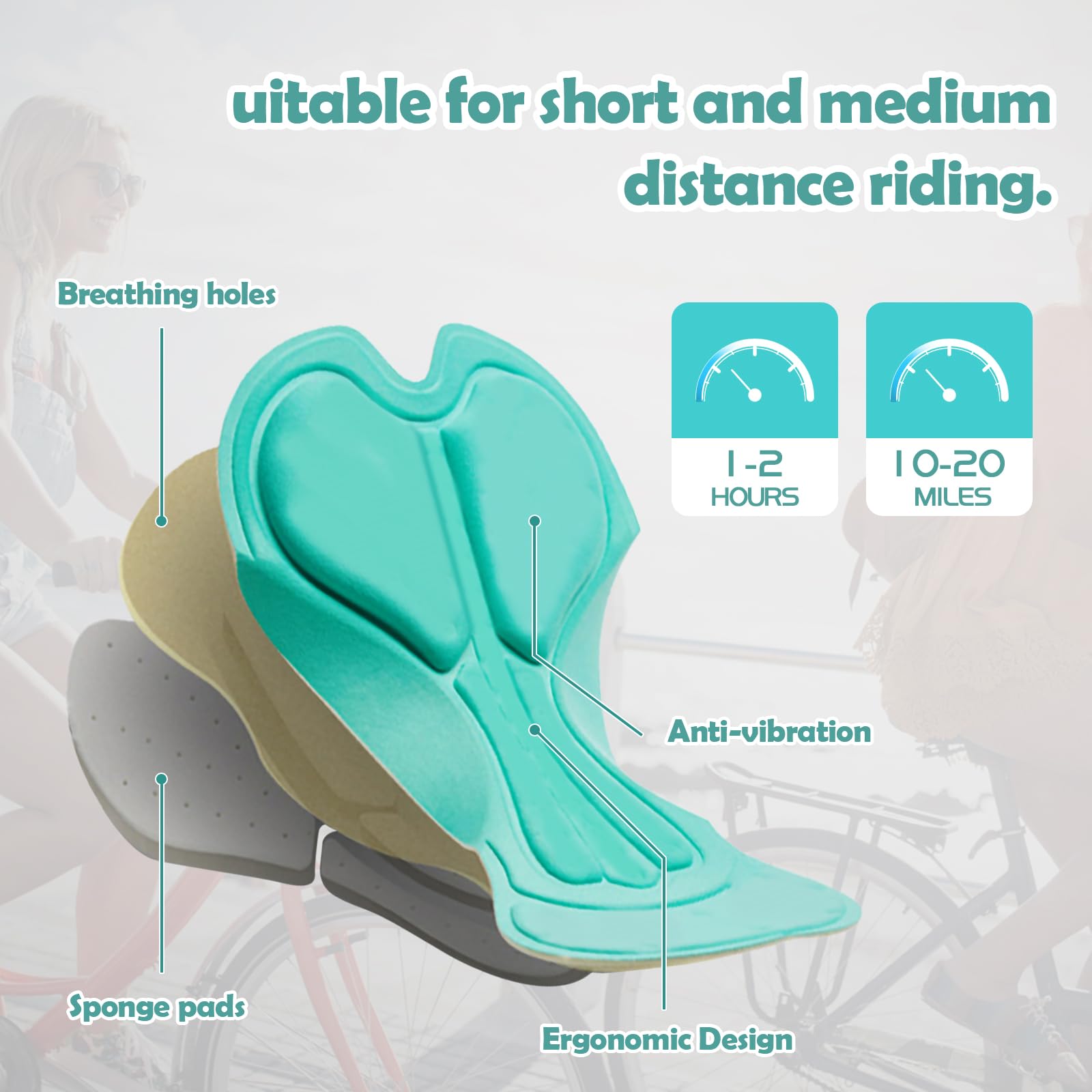Leeboom Cuissard Velo Femme Respirable Cycliste Femme Rembourré pour Velo Culotte Cyclisme Femme Aux Navetteurs Et Aux Cyclistes De Loisirs