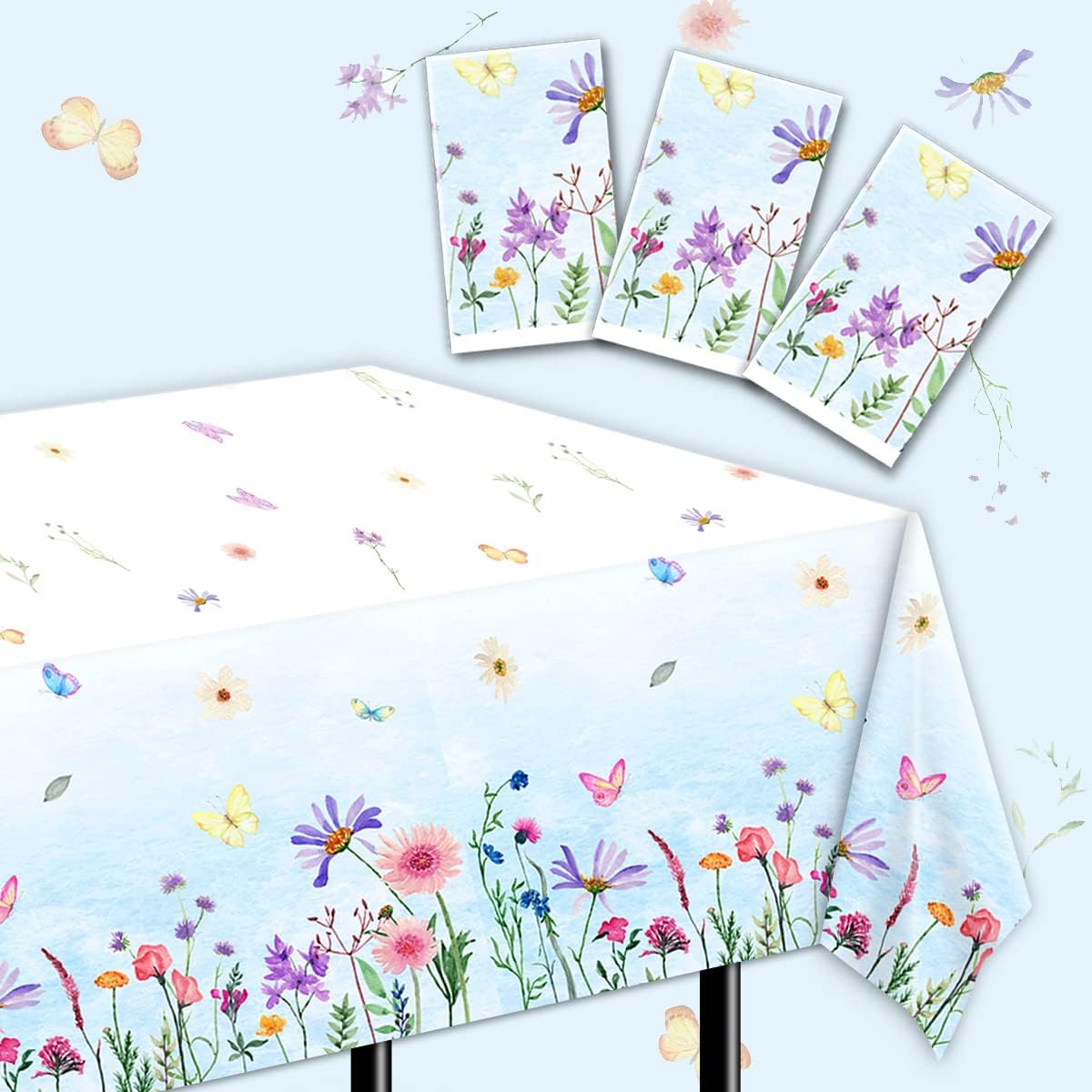 3Pcs Flower TableclothWildflower Party Decorations Spring
