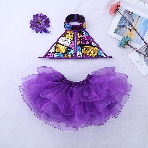 Miniatura 3 de Vestido de ballet de lentejuelas para niñas y niñas, falda tutú, ropa de danza, jazz, moderno, disfraz de actuación