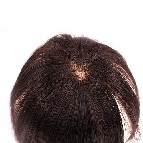 Miniatura 2 de LXUE 2 x 3 pulgadas con clip en base de seda para mujeres con puntos calvos, 6 pulgadas, marrón oscuro
