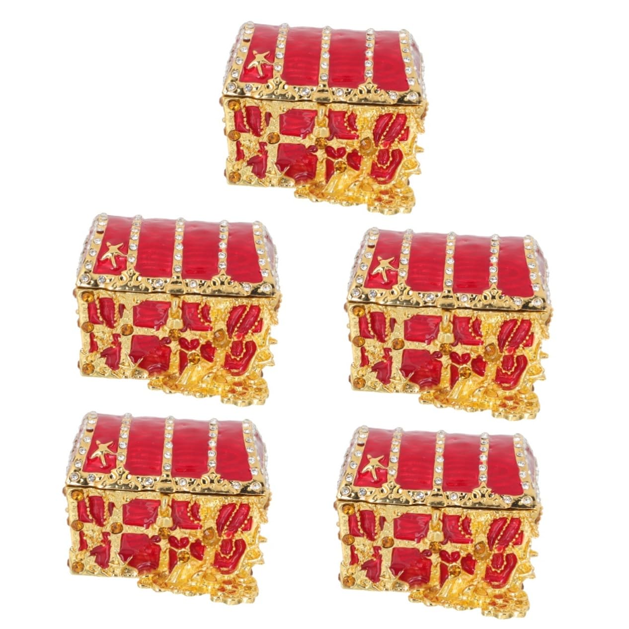 CALLARON5pcs Treasure Chest Jewelry Box Bracelets Jewelry Trinkets for Treasure Chest for Antique Jewelry Pirate Decor Jewelry Case Pirate Treasure Chest Jewelry Alloy Red