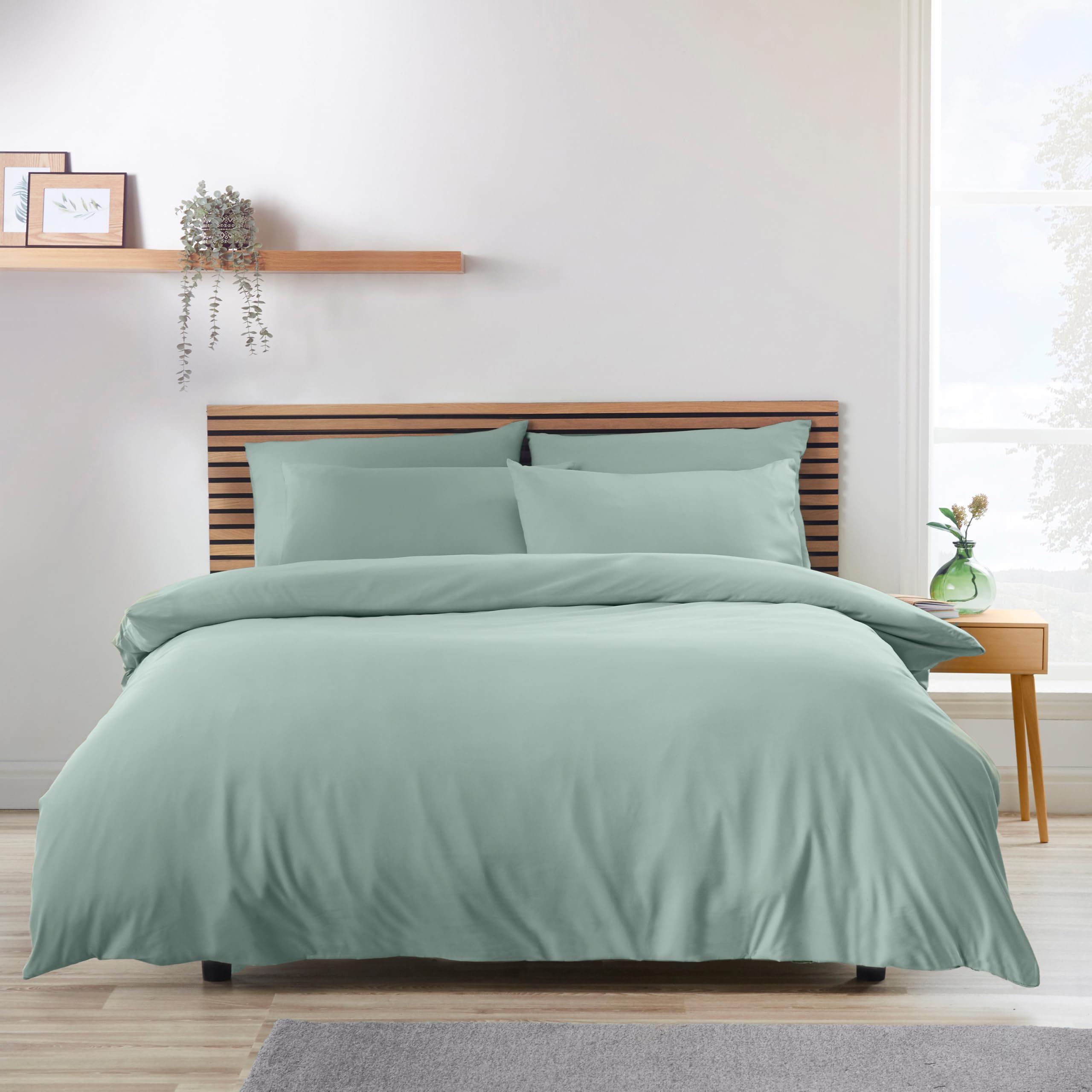 Catherine Lansfield Unisex Green So Soft Non Iron Duvet Cover Set In | Size: Single