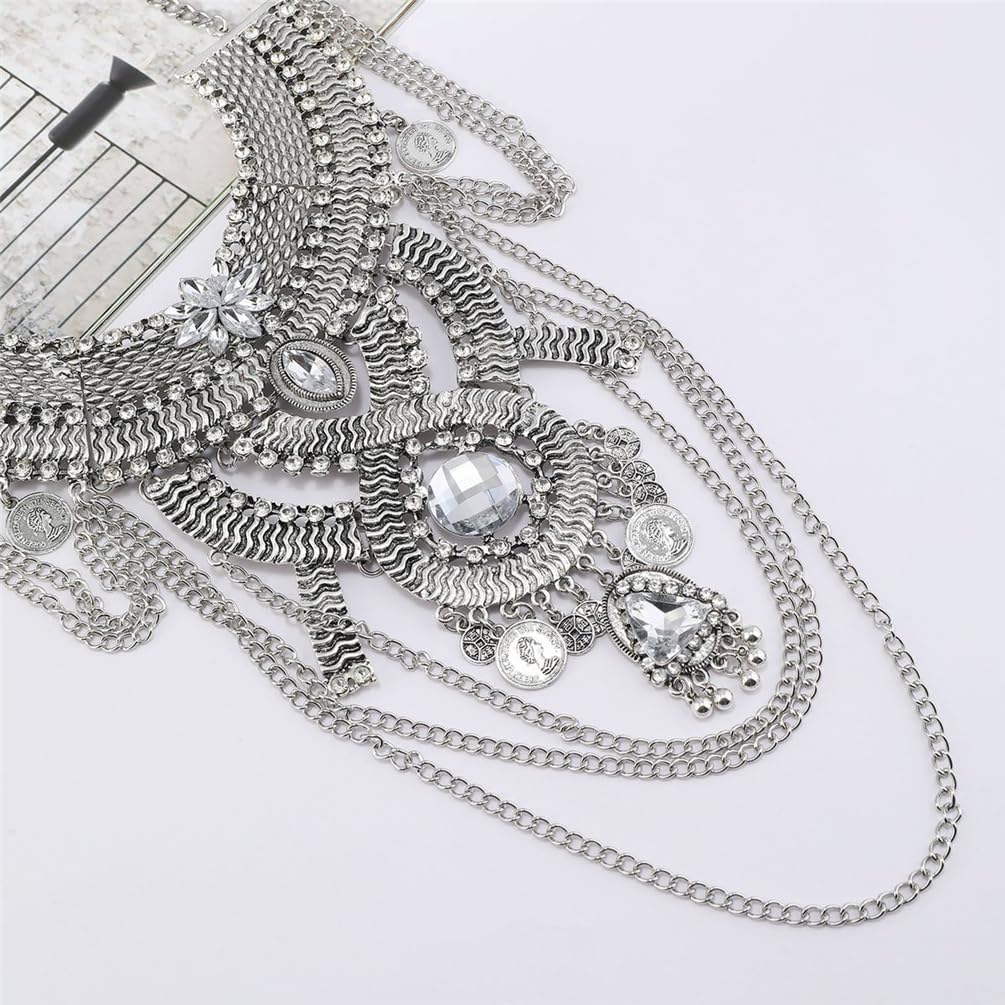 Statement Necklace for Women Jewelry Birthday Gifts, Big Chunky Link Chain Ethnic Tribal Boho Choker Necklaces - Image 3