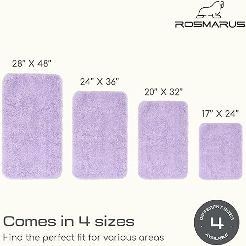 Miniatura 2 de ROSMARUS Alfombras de baño peludas antideslizantes de 17 x 24 pulgadas, tapete de baño absorbente de agua, tapete de ducha suave para suelo y