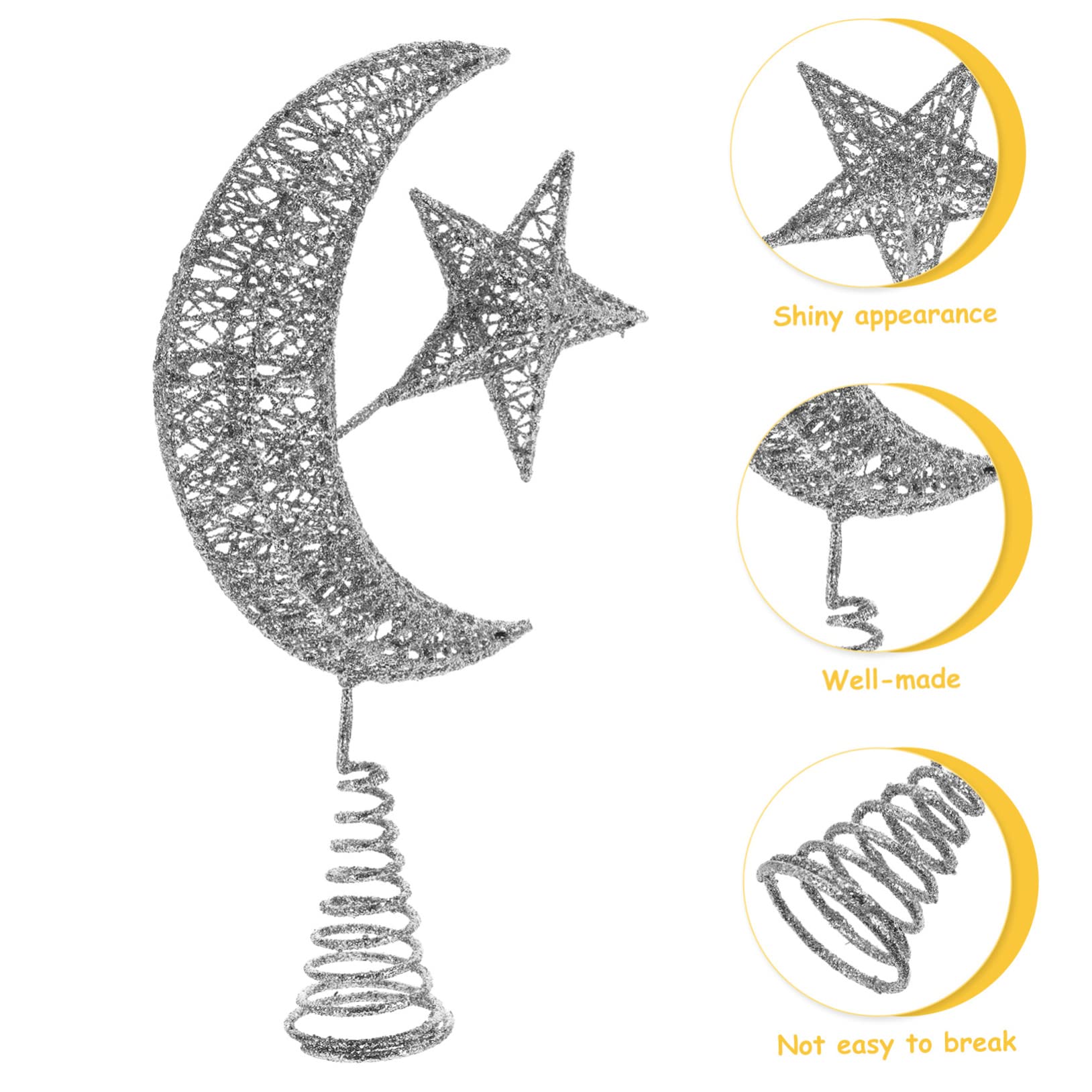 Cimier de Sapin de Noël ensablé en Forme d'étoile en métal à Suspendre, décoration à Suspendre, étoile de Bethléem, Lune et étoiles, projecteur de Sapin, Père Noël Hugger en Fer forgé Burleigh