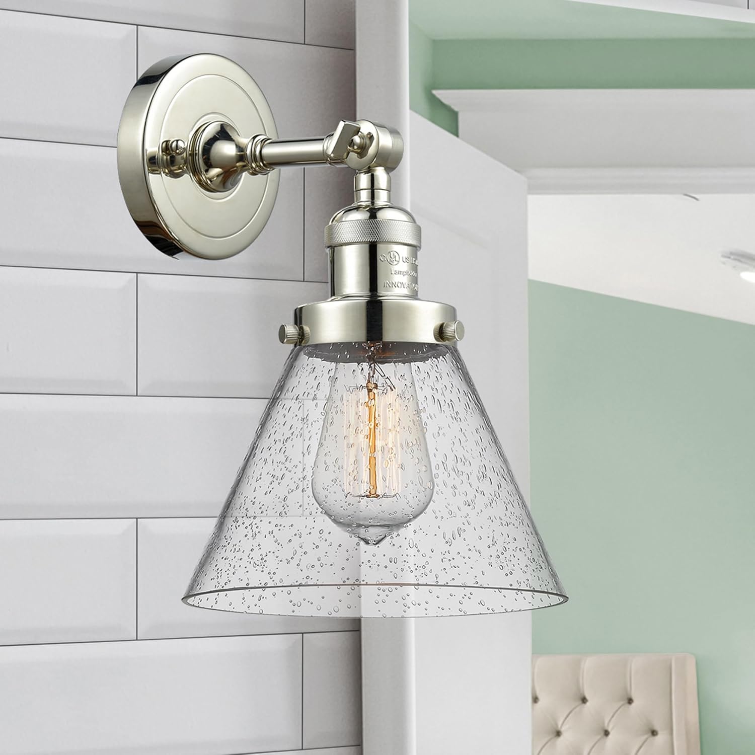 Innovations 203-PN-G42 Franklin Restoration Sconce, Clear Glass, Polished Nickel