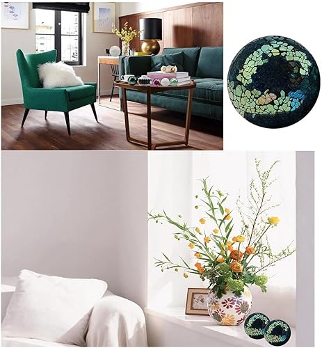 Miniatura 5 de ZningEsxi Bolas sólidas de cristal de mosaico 3 piezas de 26in26 pulgadas centro de mesa de grietas decoración de esferas jarrones mesa de boda