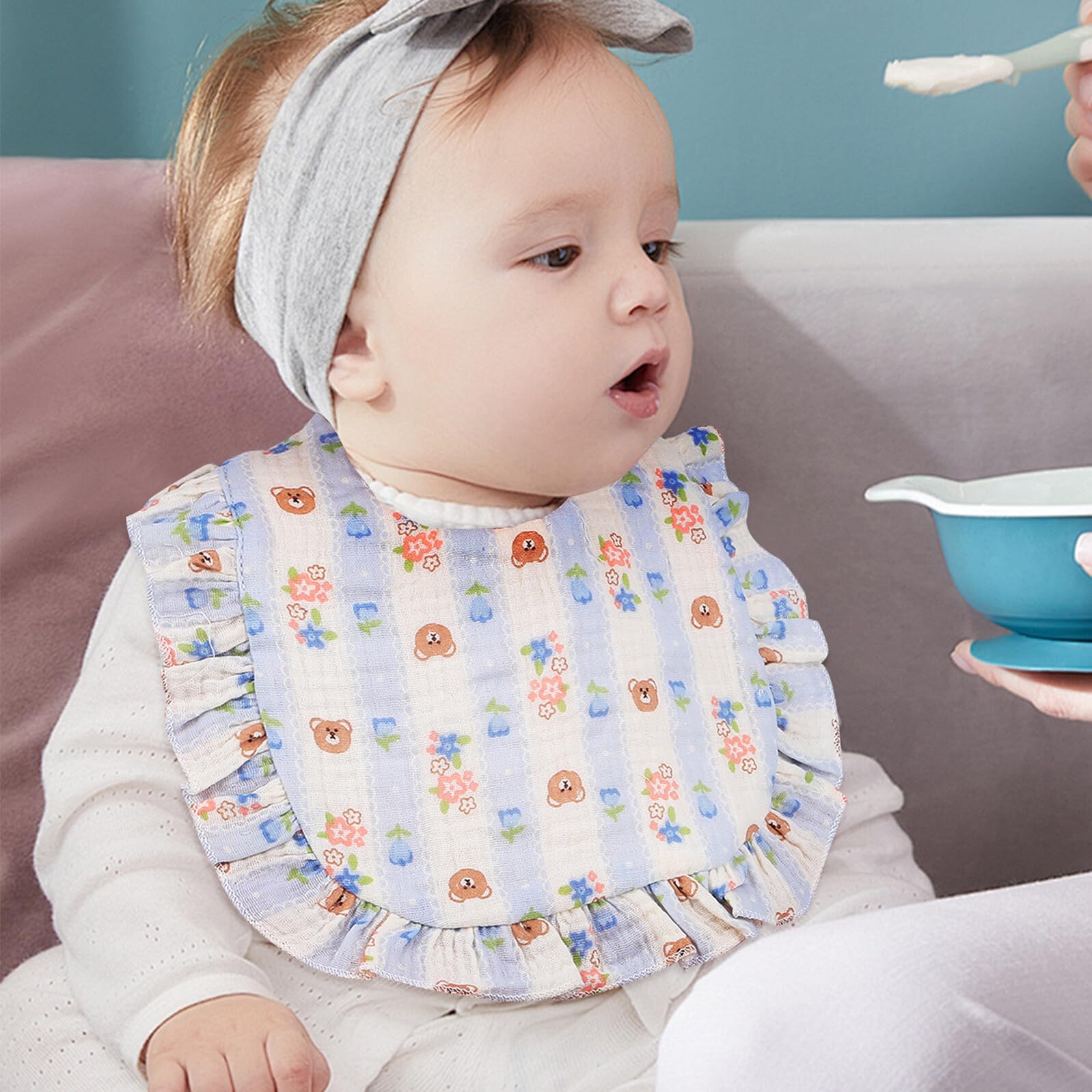 YARNOW 12 Szt. Sztuk Śliniaczków Niemowląt z Miękkiej Bawełny Chłonne Śliniaki Noworodków Do Jedzenia z Bezpiecznym Zapięciem Zatrzask Delikatne i Wygodne Skóry Dziecka